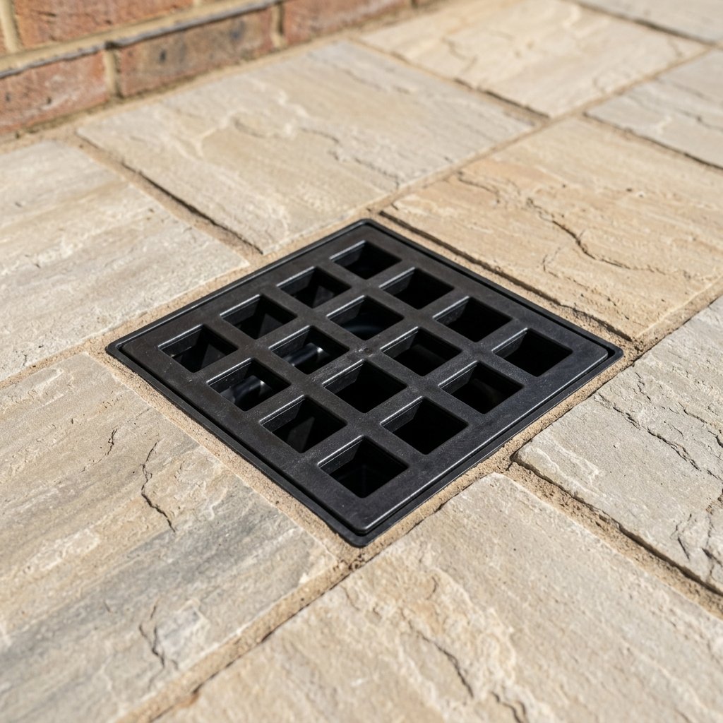 Clean and free-flowing outside patio gully after a blockage has been removed