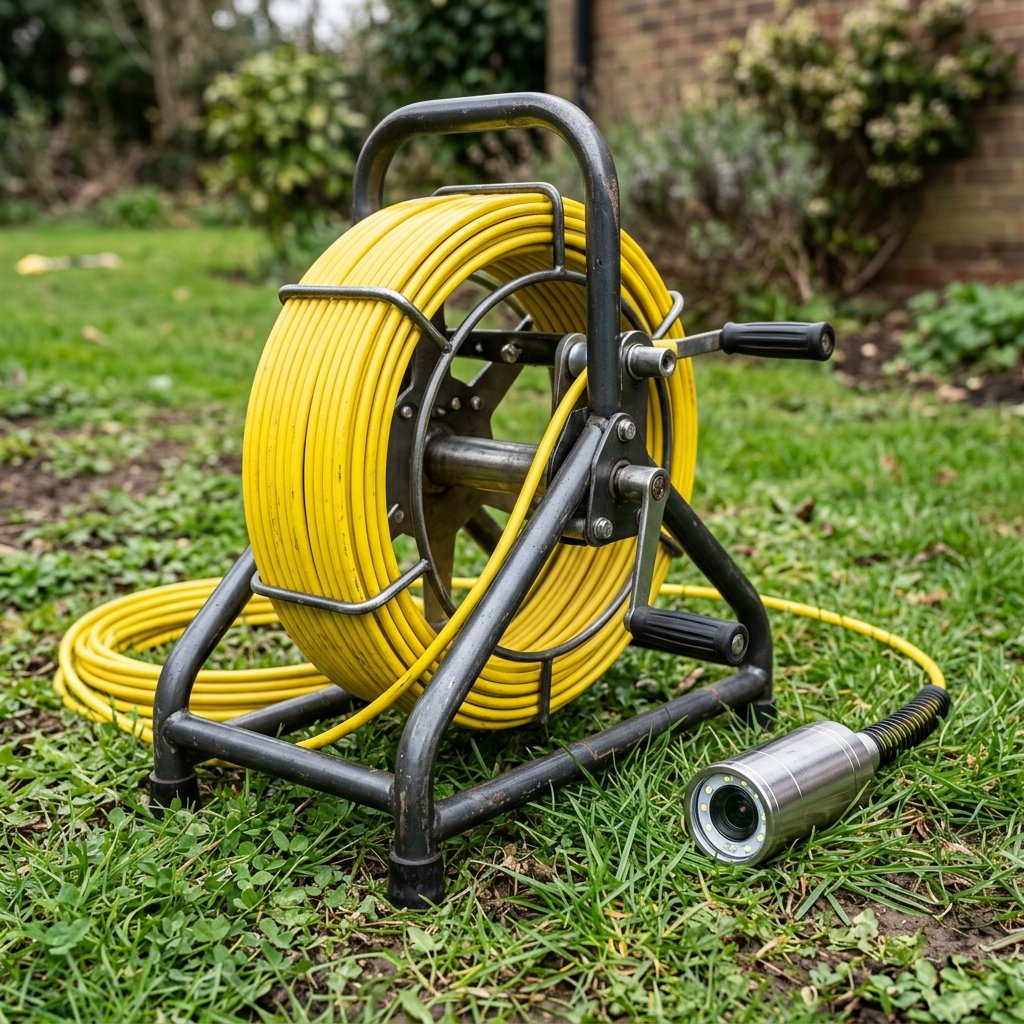 Push-rod camera reel used for domestic CCTV drain camera inspections