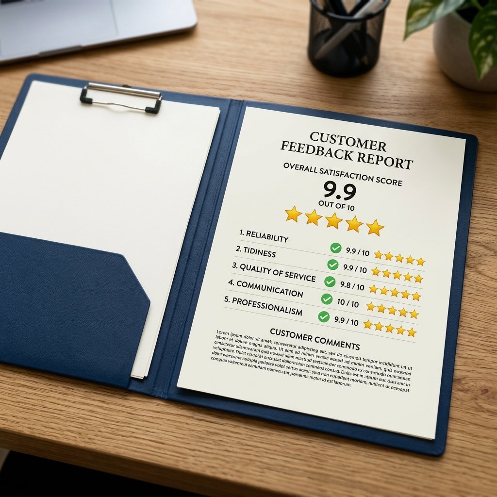 Customer feedback report used when comparing drainage companies