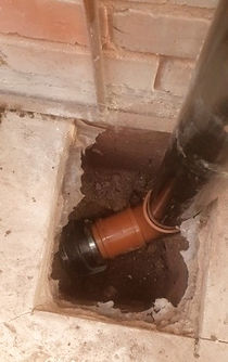 Drain repair work in progress